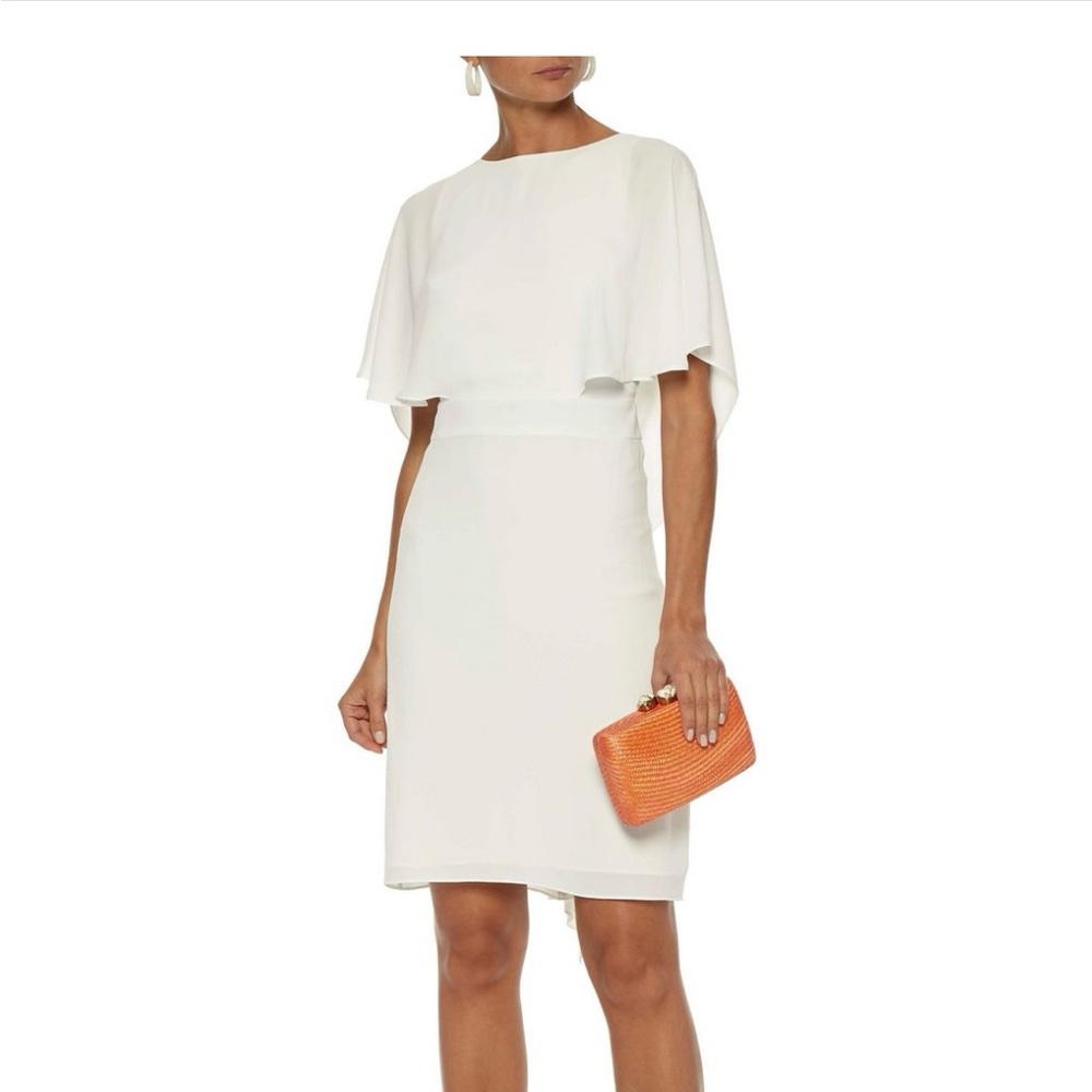 Halston Heritage Cape-effect washed crepe mini dress